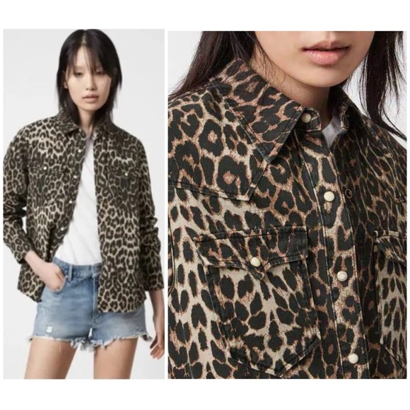 All Saints Tops - All Saints Leopard Print Button Down Shirt